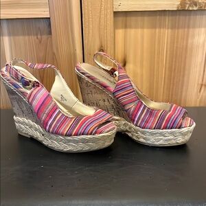 Montego Bay Club Pink and Purple Striped Wedges